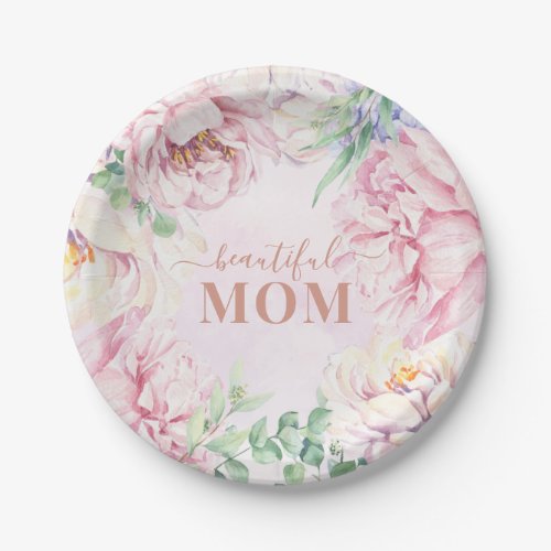Soft Pastel Floral Mothers Day Paper Plate