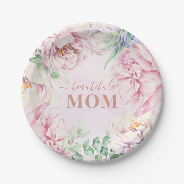 Soft Pastel Floral Mother’s Day Paper Plate (Front)