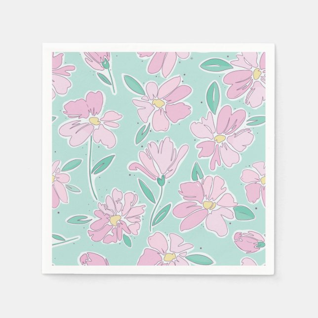 Soft pastel floral  napkins (Front)