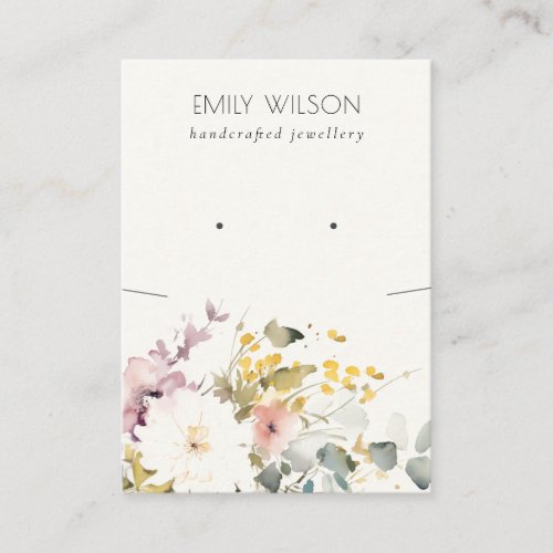 Soft Pastel Floral Necklace Earring Combo Display Business Card