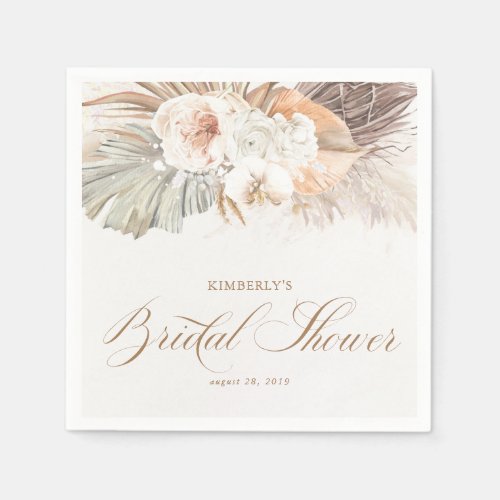 Soft Pastel Floral Pampas Grass Bridal Shower Napkins