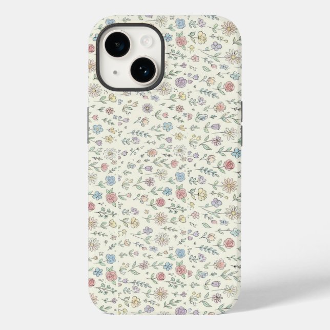 Soft Pastel Floral Pattern Cute Phone case (Back)