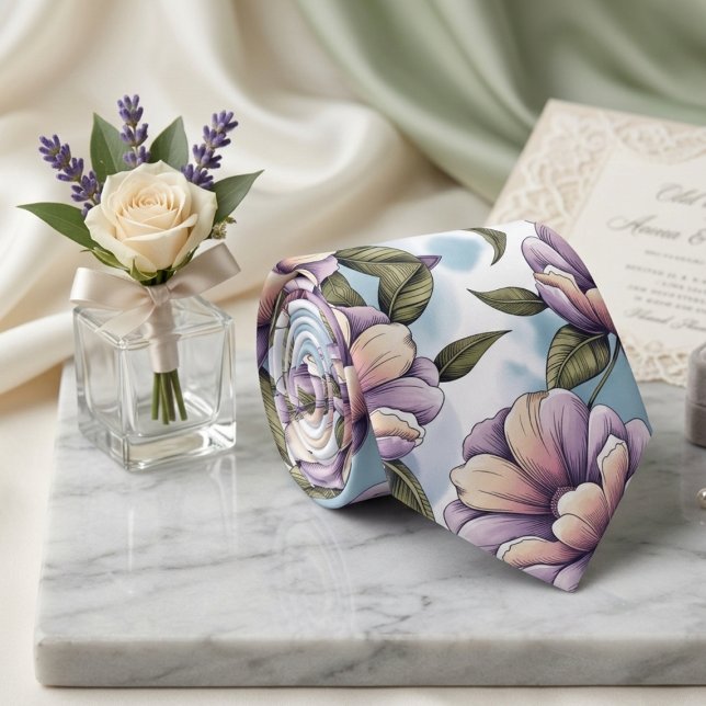 Soft pastel floral pattern neck tie (Creator Uploaded)