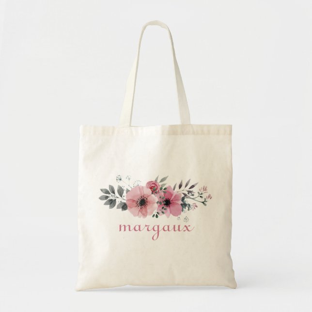 Soft Pastel Floral Tote Bag (Front)