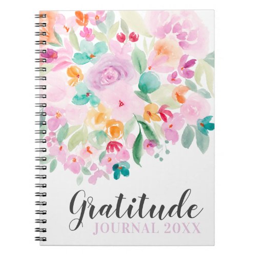 Soft pastel floral watercolor gratitude journal