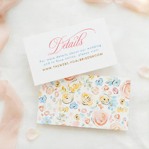 Soft Pastel Floral Whimsical Wedding Details  Enclosure Card