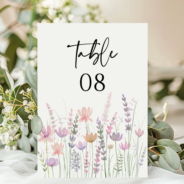 Soft Pastel Floral Wildflower Wedding Table Number (Creator Uploaded)