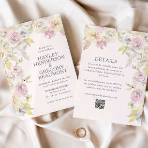 Soft Pastel Florals Double-sided Wedding Invitation
