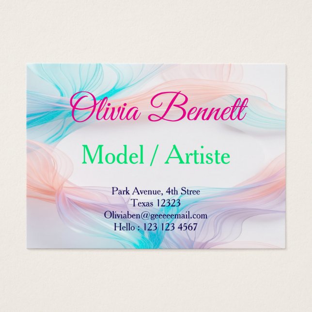 Soft Pastel Flow Wave Business Card Design (Front)