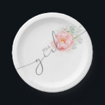 Soft Pastel Flower Elegant Script Baby Shower Pape Paper Plates<br><div class="desc">Modern floral script baby shower paper plates</div>