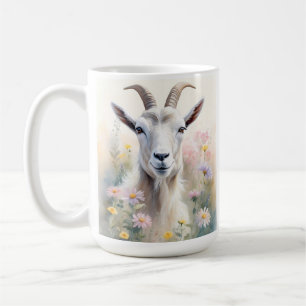 Soft Pastel Flower Field Goat Portrait Coffee Mug