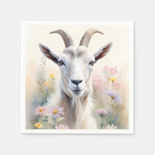 Soft Pastel Flower Field Goat Portrait Napkins
