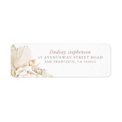 Soft Pastel Flowers and Dried Palm Leaves Label