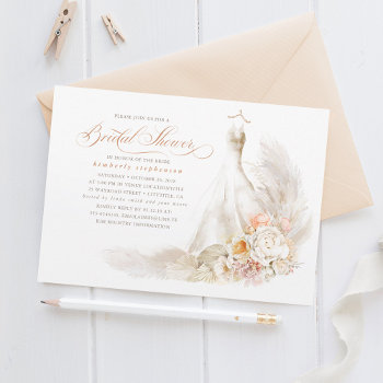 Soft Pastel Flowers And Pampas Grass Bridal Shower Invitation by lovelywow at Zazzle