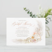 Soft Pastel Flowers and Pampas Grass Bridal Shower Invitation (Standing Front)