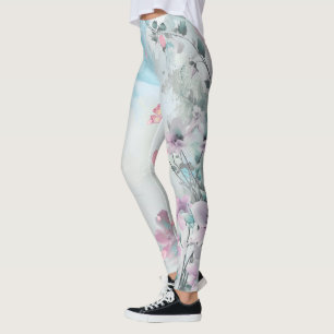 Soft Pastel Flowers Floral Luxury Elegant Pattern Leggings