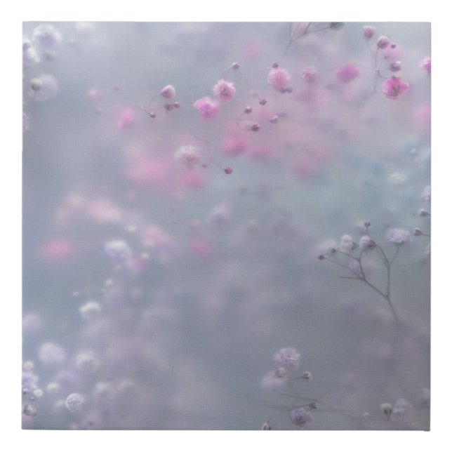 Soft pastel flowers in dreamy blur  faux canvas print (Front)