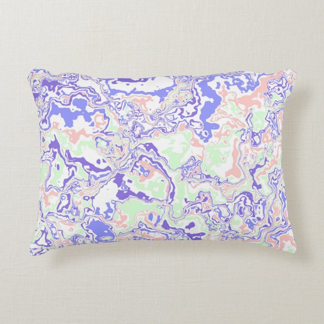 Soft Pastel Funky Boho Retro Abstract Marble Accent Pillow (Front)