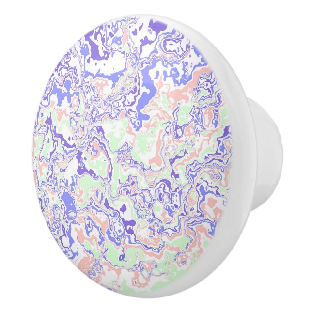 Soft Pastel Funky Boho Retro Abstract Marble Ceramic Knob (Right)