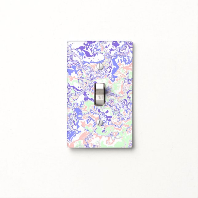 Soft Pastel Funky Boho Retro Abstract Marble Light Switch Cover (In Situ)