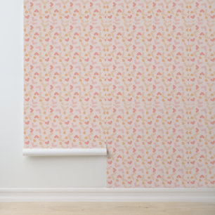 Soft Pastel Geometric Pattern with Hearts Wallpaper