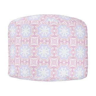 Soft Pastel Geometric Round Pouf – Pink & Lavender