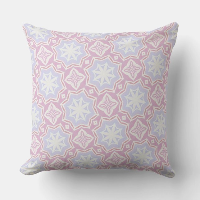 Soft Pastel Geometric Throw Pillow Pink & Lavender (Front)