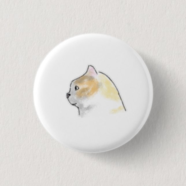 Soft Pastel Ginger Calico Cat Side Profile Button (Front)