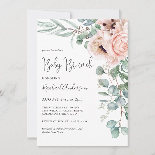 Soft Pastel Girl Baby Brunch Invitation (Front)