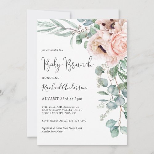 Soft Pastel Girl Baby Brunch Invitation