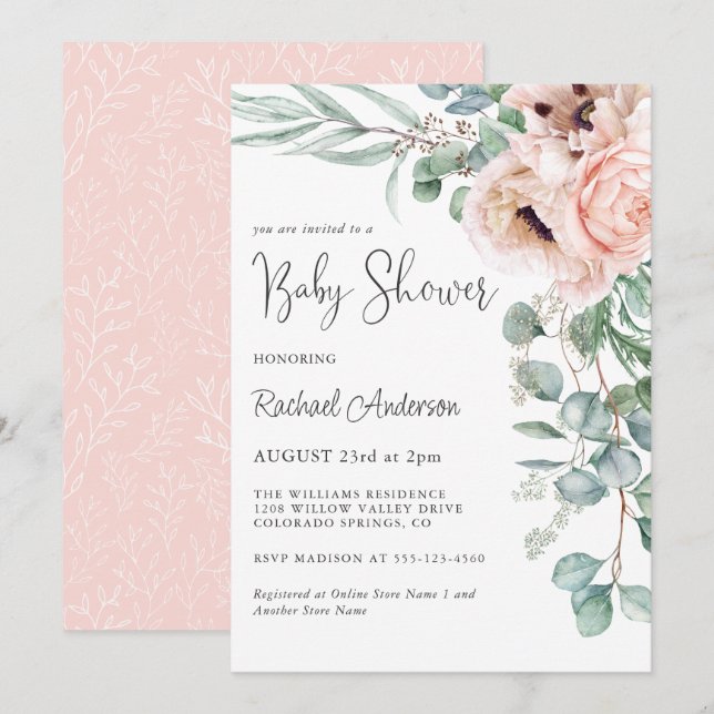 Soft Pastel Girl Baby Shower Invitation (Front/Back)