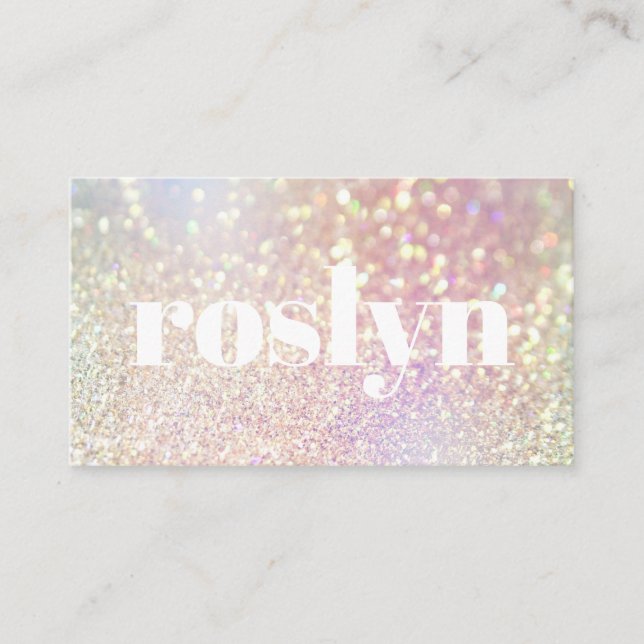 Soft Pastel Glitter Holographic Iridescent Make-up Business Card (Front)