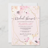 Soft pastel gold floral watercolor bridal shower i invitation (Front)
