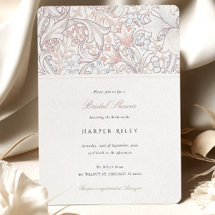 Soft Pastel Golden Lily Bridal Shower Elegant Invitation