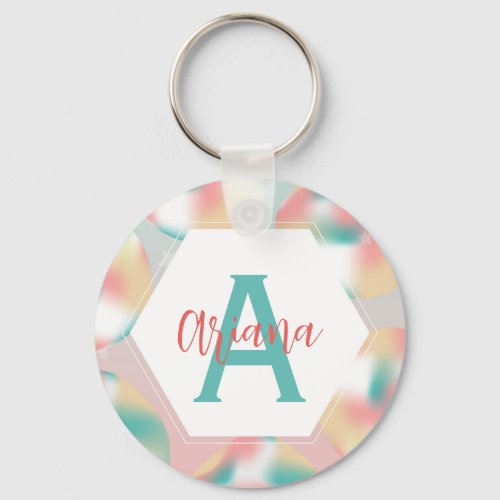 Soft Pastel Gradient Mesh Personalized Name Keychain