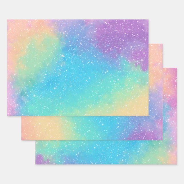 Soft Pastel Gradient Nebula Wrapping Paper Sheets (Set)