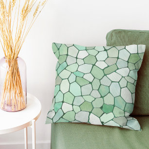 Soft Pastel Green Mosaic Throw Pillow