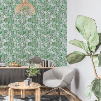 Soft Pastel Green Mosaic Wallpaper