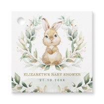 Soft Pastel Greenery Bunny Rabbit Baby Shower Favor Tags