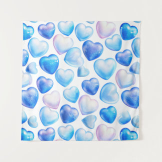 "Soft Pastel Heart Square Tapestry" Tapestry