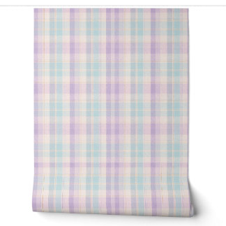 Soft Pastel Lavender Blue Plaid Wallpaper