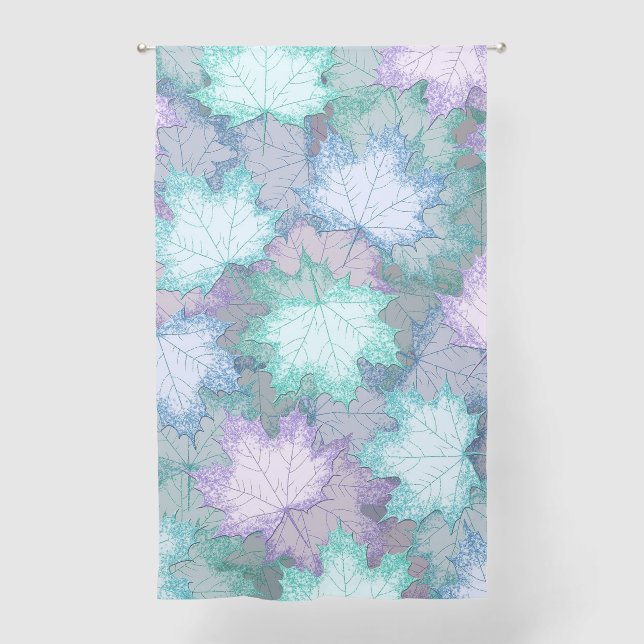 Soft Pastel Leaves Sheer Curtains (Front)