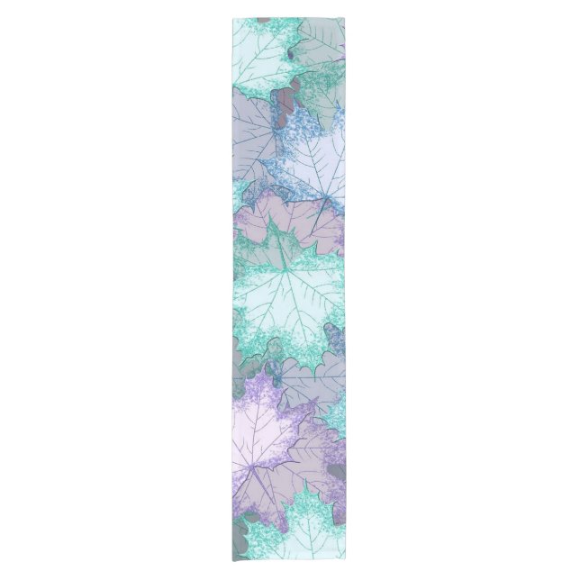 Soft Pastel Leaves Short Table Runner (Front)