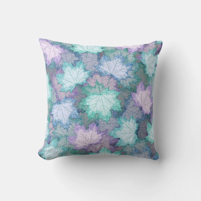 Soft Pastel Leaves Throw Pillow (Front)