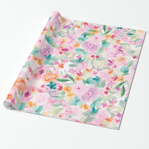 Soft pastel loose floral watercolor pattern wrapping paper