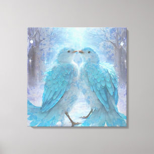 *~* Soft Pastel Love Birds AP54 Art Winter Canvas Print