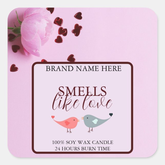 Soft Pastel Love Candle Labels Perfect for Romance (Front)