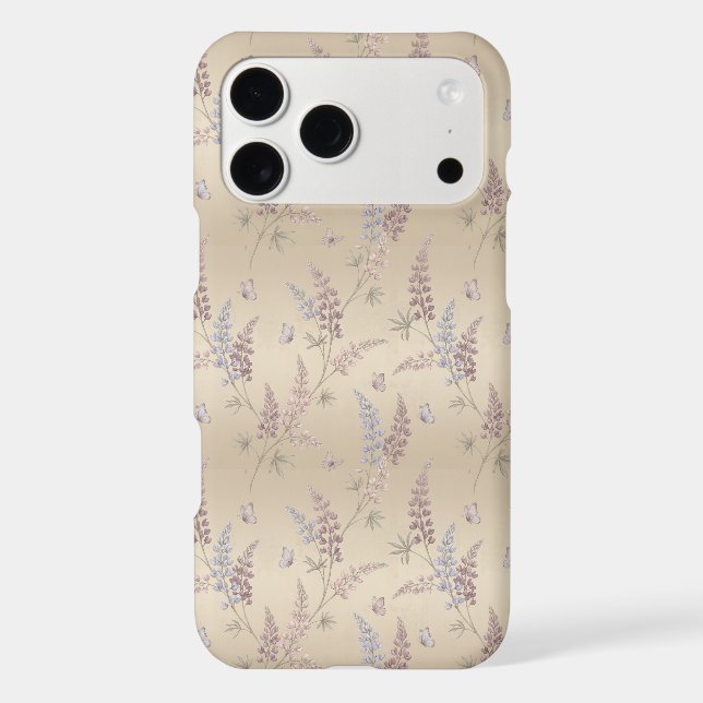 Soft Pastel Lupine & Butterfly Meadow Pattern Case-Mate iPhone Case (Back)
