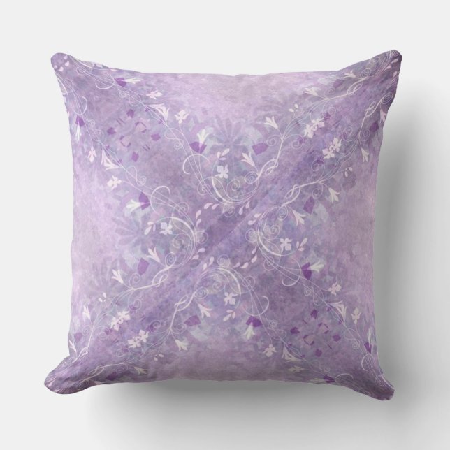 Soft Pastel Mauve Floral Pattern Throw Pillow (Front)