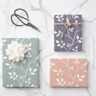 Soft Pastel Minimalist Botanical Branches Wrapping Paper Sheets